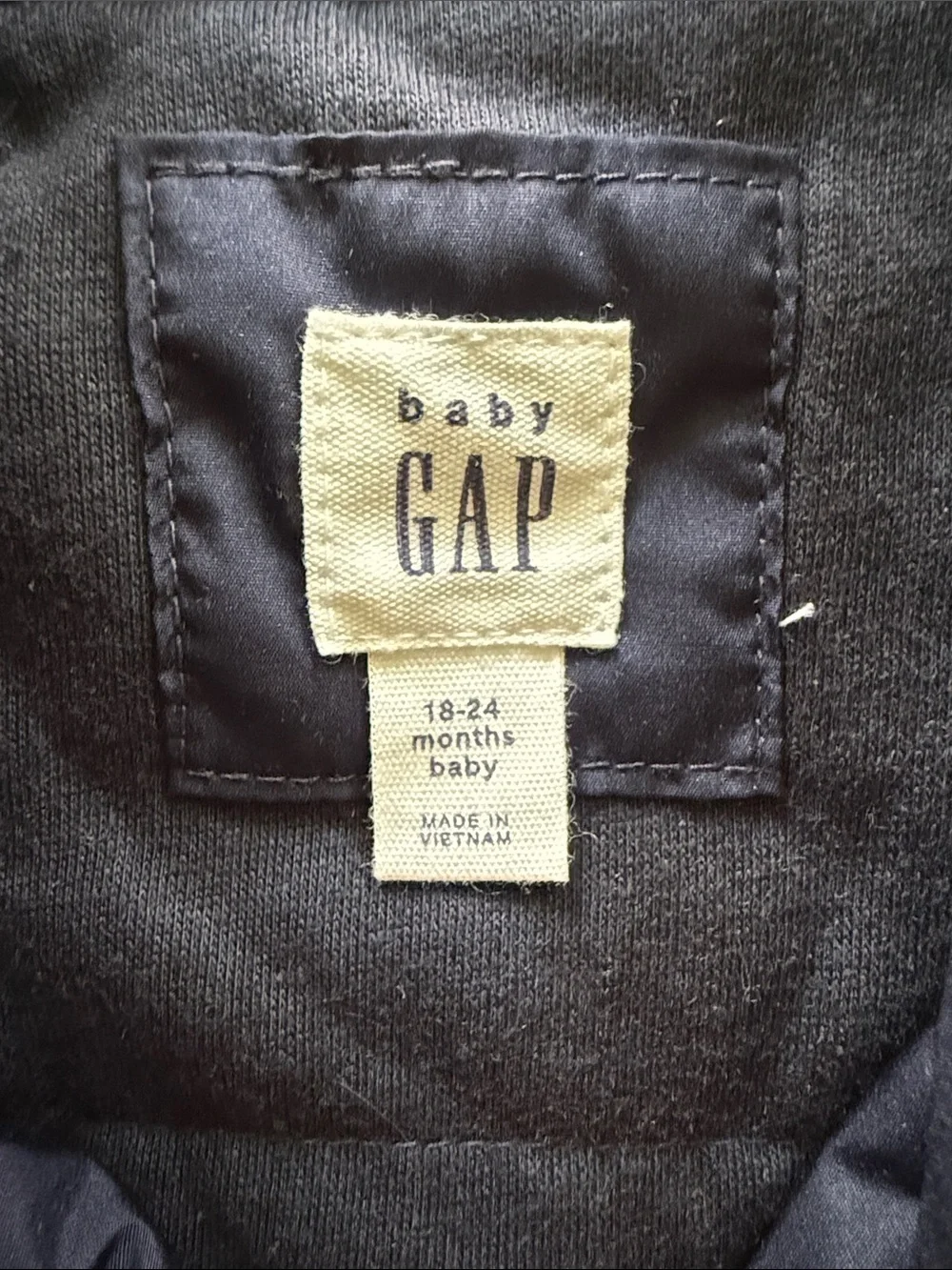 GAP Navy Blue Kids Puffer Bomber Jacket with Striped Trim
